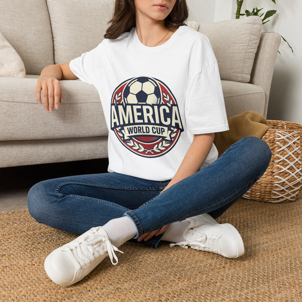 America World Cup Soccer T-Shirt — Retro Soccer Emblem Tee