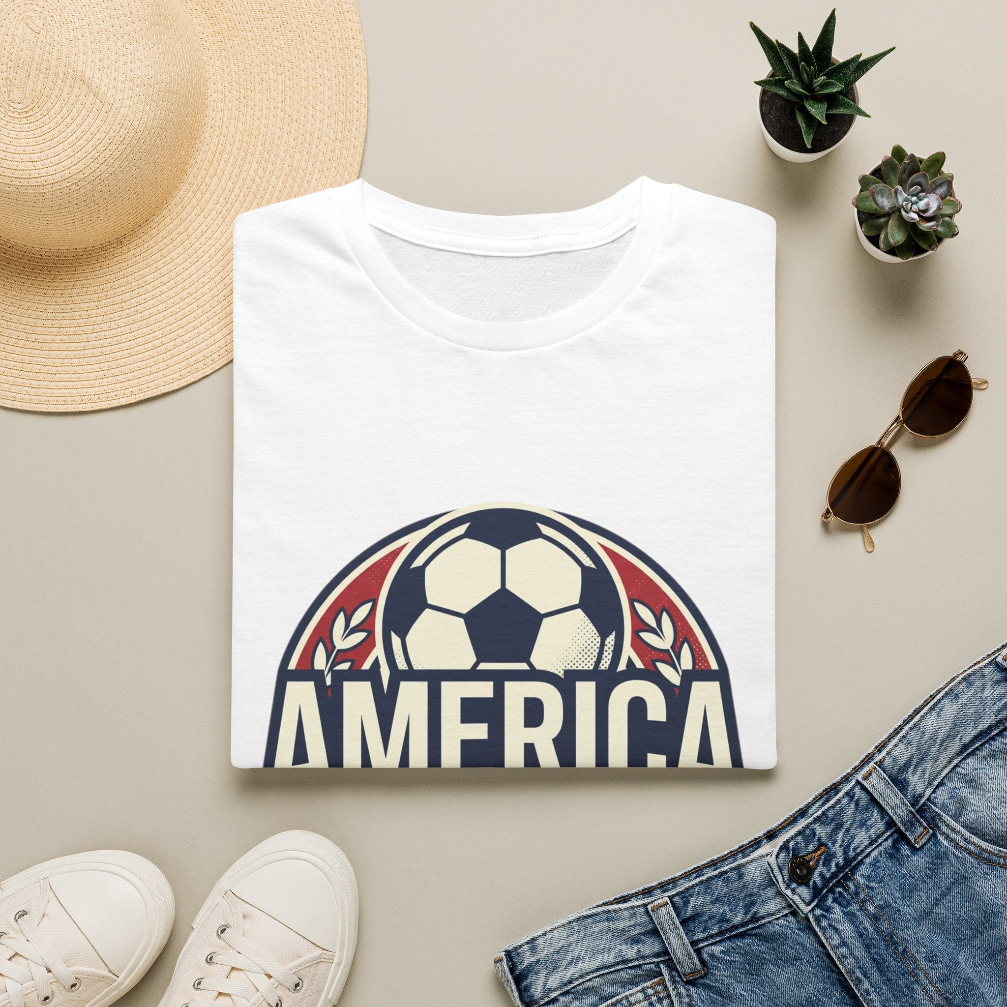 America World Cup Soccer T-Shirt — Retro Soccer Emblem Tee