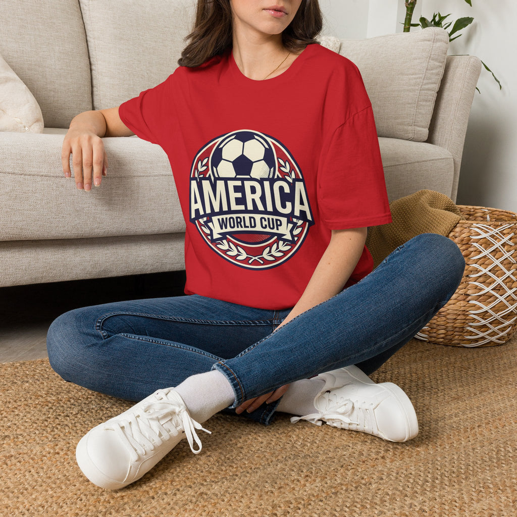 America World Cup Soccer T-Shirt — Retro Soccer Emblem Tee