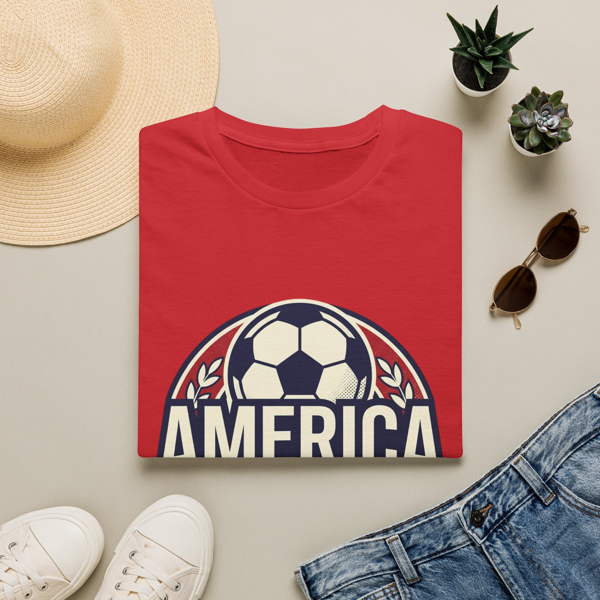 America World Cup Soccer T-Shirt — Retro Soccer Emblem Tee